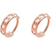 G23 Pure Titanium Huggie Hoop Earrings,12mm Hypoallergenic for Sensitive Ears Pave Cubic Zirconia