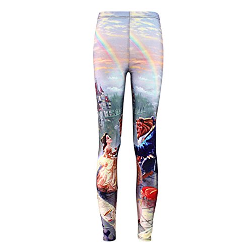 Girl's Autumn Beauty and Beast Basic Leggings US Size 6-10 (Not Fit Kids)