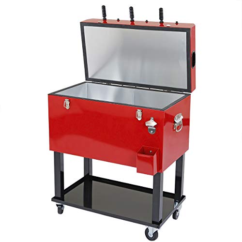 68 Quart Qt Red Patio Cooler Ice Chest with Foosball Table Top