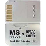 Gonioa Micro SD TF to Memory Stick MS Pro Duo PSP Card Dual 2 Slot Adapter Converter, White