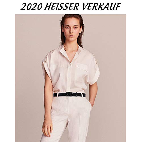 WERFORU Damen Ledergürtel Damen Schwarzer Taillengürtel mit polierter Schnalle für Jeans Hosen Kleider