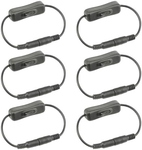 WMYCONGCONG 6 PCS DC 12V DC Switch Cable On/Off 5.5x2.1mm DC Switch Jack Connector Cable Male to Female for LED Strip Light CCTV Camera
