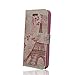 TRURENDI Vintage Retro Paris Eiffel Tower Girls Cute Animal Painted Art Series PU Leather Wallet Flip Case Cover with Card Slot and Magnetic Snap for iPhone 4/4S (Eiffel Tower & Flowers)