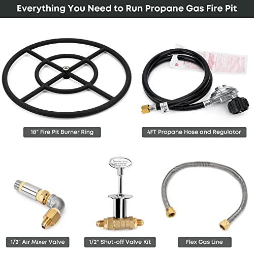 Propane Burner DIY Propane Gas Fire Pits Kit Include 1/2