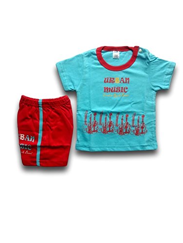 baby blue and red t shirt