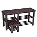 SONGMICS Bamboo Shoe Rack Bench with Stool for Kids, Set of 2 Shoe Racks, 3-Tier Heavy Duty Shoe Shelf, Entryway Storage Organizer for Hallway, Living Room, Brown ULBS20BR
