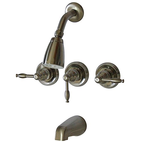 Elements of Design Magellan EB238KL Three Handle Tub and Shower Faucet, Brushed…
