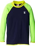 Tyr Sport Boy's Solid Rashguard, Navy/Green, Small