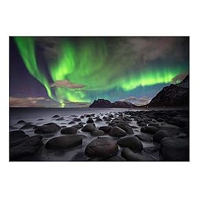 Wall26 - The Northern Lights Floating Above The Mountains - Wall Mural, Removable Sticker, Home Decor - 66x96 inches