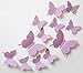 ALLICERE 12Pcs 3D Butterfly Removable Wall Decals DIY Home Decorations Art Decor Wall Stickers Murals for Babys Kids Bedroom Living Room Classroom Office(Color: Light Purple)