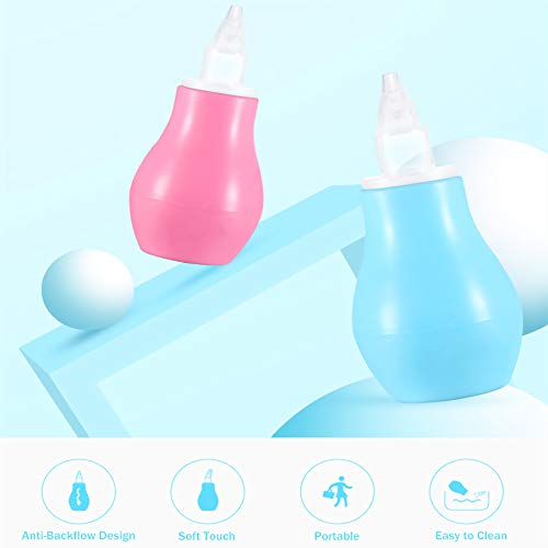LANEYLI Baby Nasal Aspirator Nose Cleaner Ear Syringe Bulb Syringe Nasal Snot Sucker Remover for Newborn Baby Toddlers BPA Free Cleanable and Reusable Pink Pack of 2