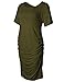 Women's Bodycon Maternity Dress Casual Short Sleeve Ruched Sides Knee Length Pregnant Dresses Green M