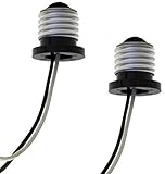 Medium Edison E26 Base Male Screw In Socket Pigtail - Ceiling LED Retrofit Power Adapter - Pack of 2