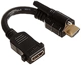 Monoprice 108062 6-Inch 28AWG High Speed HDMI Male to Female Port Saver with Lock, Black (108062)