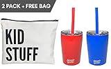 Simple Goods 2 Pack Kids Stainless Steel Sippy Cup Tumbler with Straw, Lid & Bag (Tiny, 8 oz, Red/Blue 2 Pack)