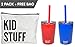 Simple Goods 2 Pack Kids Stainless Steel Sippy Cup Tumbler with Straw, Lid & Bag (Tiny, 8 oz, Red/Blue 2 Pack)