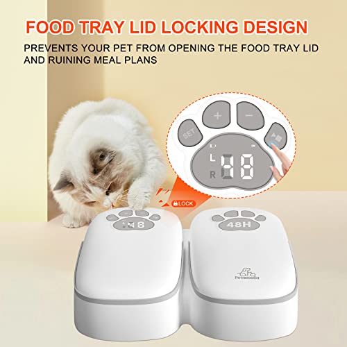 ZMAYPLUS Automatic Cat Feeder, 2 Meal Smart Pet Feeder, Timed Feeder for Cats&Dogs with Display, Dry or Semi-Moist Pet Food Dispenser, 1-48 Hours Timed Feeder for Cats&Dogs, Auto-On Smart Pet Feeder.