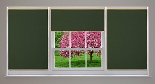All Design's Blackout Room Darkening Polyester Roller Shade / Window Blinds with Looped Chain, 27" x 72" Green Color