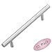 LIZAVO 701-128SN Brushed Satin Nickel Cabinet Pulls Solid Modern Euro Style T Bar Kitchen Cabinet Handles- 5 inch (128mm) Hole Centers- 10 Pack