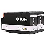 Freshworld Replacement for HP 950XL 951XL Ink Cartridge High Capacity Worked for HP Officejet PRO 8100 8600 8610 8620 8630 8640 8660 8615 8625 251dw 276dw, 2 Packs (2BK)