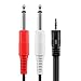 TNP Premium 1/8 to 1/4 Stereo Cable Male to Male 6ft - Dual Y-Connector 1/4 to 1/8 Audio Cable - 3.5mm TRS to Dual 6.35mm TS Cable Compatible with Smartphone, Laptop, Speaker, Amplifier, Audio Mixer