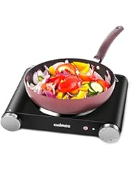 Cusimax Hot Plate Electric Burner Single Burner Cast Iron hot plates for cooking Portable Burner 1500W with Adjustable Temperature Control Stainless Steel Non-Slip Rubber Feet, Upgraded Version