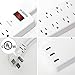 3 USB Surge Protector with 12 Outlets Flat Plug Power Strips, 6 Feet Extension Cords with 5V/3.1A 15AMP and 1700 Joules for Protect Electricity and Smart Phone Charging by JF.EGWO, White