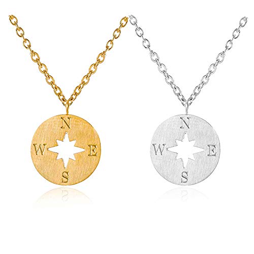 QXFQJT Sun Compass Necklace Best Friend Anchor Horseshoe Deathly Hallow Pendant Chain Necklace with Meaning Cards