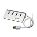 ZiKON 4 Ports USB 3.0 Hub Portable Aluminum Hub with 9.5 inch Shielded Cable for iMac, MacBooks, PCs and Laptops