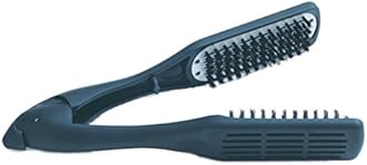 Denman Professional Hair Straightener Brush D79 - Ceramic Flat Iron Hair Comb with Boar Bristles - For Wide, Wavy, Curly, Coily Hair – Black