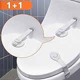 Baby Safety Toilet Lock, 3M Adhesive Swing Shut Toilet Seat Bowl Lock for Bathroom Baby Toddler Pet Proofing with 1PC Child Safety Cabinet Lock