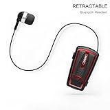 Touchshop Wireless Clip-on Bluetooth Headset Mini Retractable Bluetooth Headphone Earphone Perfect for Working Out and Outdoor Activities Compatible with Most Bluetooth-enabled Devices