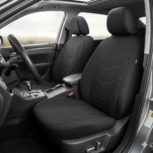 TOYOUN Coprisedili Auto Universale Copri-sedili Auto Anteriore in Tessuto Coprisedili Universali per Guidatore e Passeggero 2 Posti Accessori Interni Auto,Nero