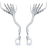 TOPCABIN 1 Pair Bicycle Mirror,Big View Bike Rear View Mirror Blindsight Multi Angle Adjustable Bike Mirror Billet Aluminum Chrome Plated Outside Skull Claw Style Also Suitable for Motorcycle Mirror