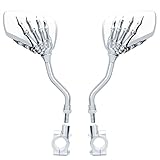 TOPCABIN 1 Pair Bicycle Mirror,Big View Bike Rear View Mirror Blindsight Multi Angle Adjustable Bike Mirror Billet Aluminum Chrome Plated Outside Skull Claw Style Also Suitable for Motorcycle Mirror