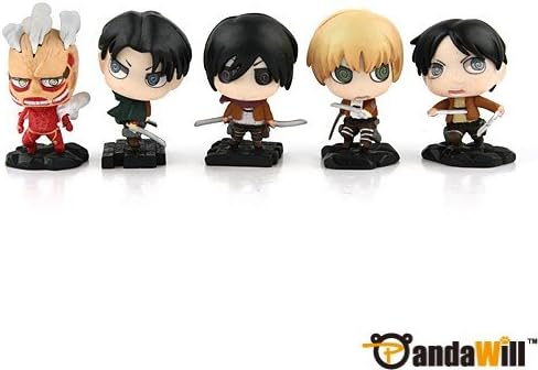5Pcs Q Version Attack on Titan PVC Figure Toy