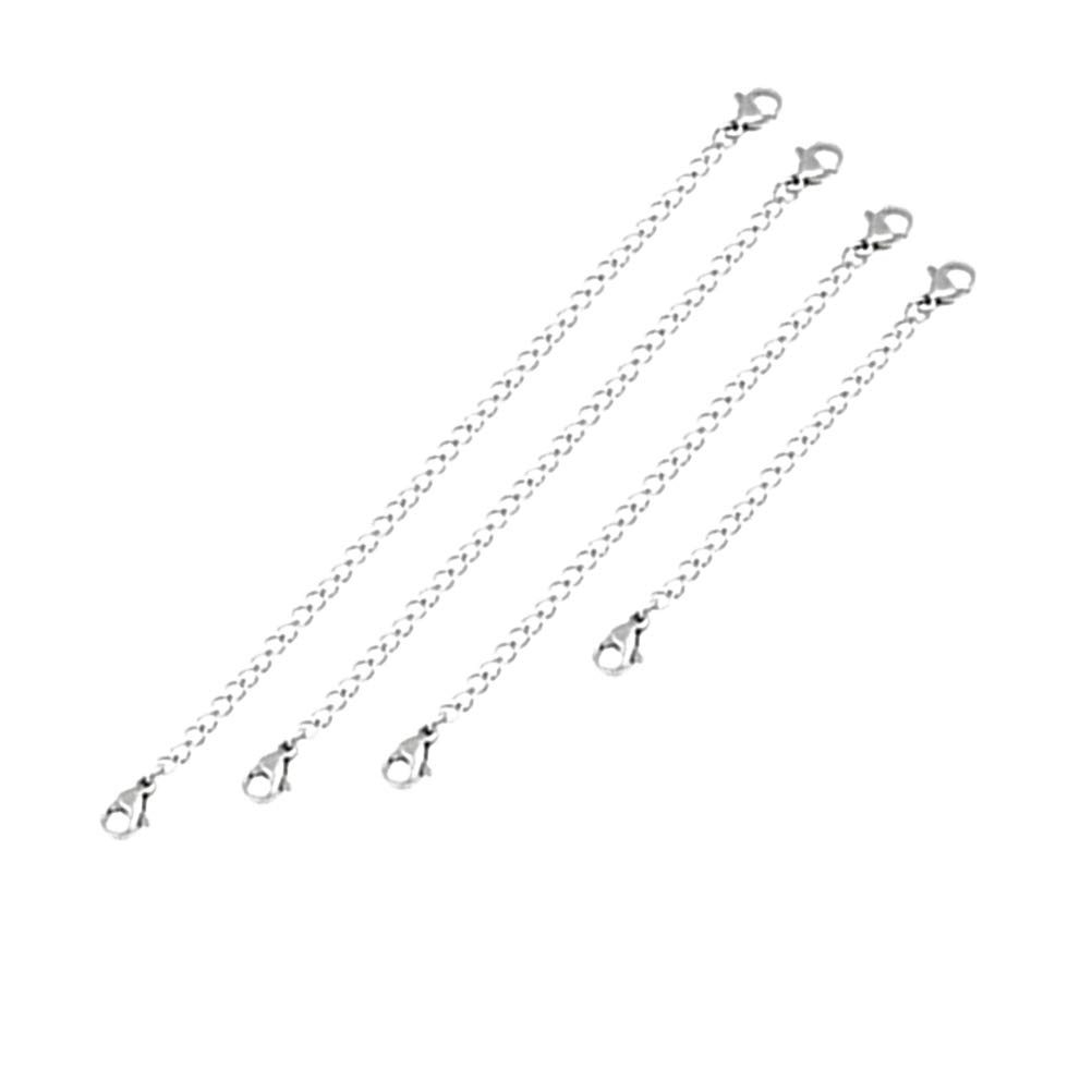 Artibetter 4pcs Stainless Steel Chain Extension with Lobster Clasp Necklace Extender Bracelet Extender Chains for Jewellery Making (Silver), Stainless steel, Stainless steel