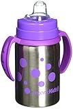 organicKidz Baby Grows Up Stainless Steel Bottle Set, Lavender Dots, 9 Ounce