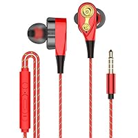 Loukou Dual Speakers in-Ear Headphones with Microphone for General Mobile Phone Corded Headsets