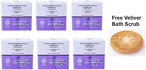 Pack of 6 - Kottakal Arya Vaidya Sala Dhanvantaram Kwatham - 100 Tablets + Vetiver Scrub