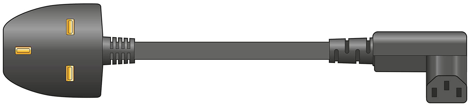 Mercury 114.023UK UK Plug to Right Angle IEC Power Lead | 2.0m, Black