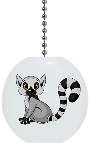 Cute Grey and Black Lemur Solid Ceramic Fan Pull
