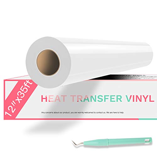 Htvront Htv Vinyl Rolls Heat Transfer Vinyl 12 X 35ft White Htv Vinyl For Shirts Iron