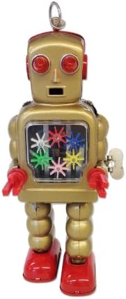 Vintage Style Gold Windup Tin High Wheel Robot