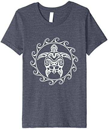 Kids Tribal Polynesian Maori Sun Sea Turtle Island T-shirt 10 Heather Blue