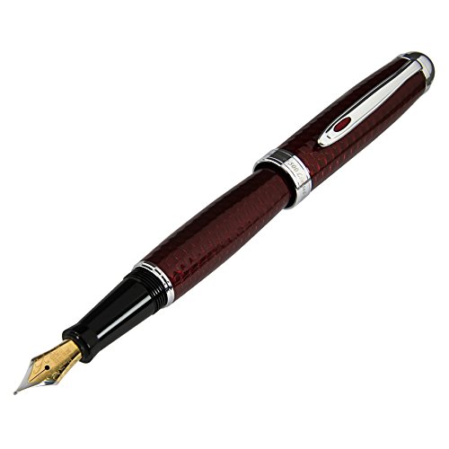 Xezo Brass Fountain Pen in Burgundy Finish, Translucent Lacquer (Freelancer Burgundy F)