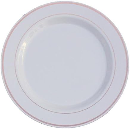 amazon com 7 white w rose gold border salad dessert china plastic wedding plates 10ct kitchen dining amazon com