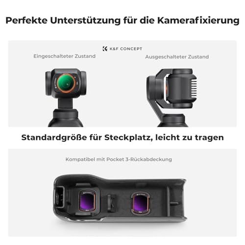 K&F CONCEPT FD161 Magnetic ND Filter Set, Compatible with DJI Osmo Pocket 3/4, Pack of 4, CPL Filter, ND16, ND64, ND512 Filter, Osmo Pocket 3 Accessories, Osmo Pocket 4 Accessories (Aluminium Frame)
