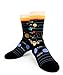 Foot Traffic, Cute & Quirky Planets Socks for Youth, Black (Shoe Sizes 12-5Y)