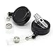 WIWAPLEX Heavy Duty Retractable ID Badge Reel, 26 inch Cord with Swivel Alligator Clip, 5 Pack (Black)